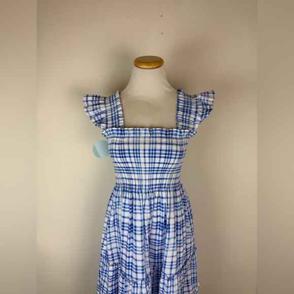 NWT Hill House Water color gingham nap midi dress Blue Size S - Picture 8 of 12